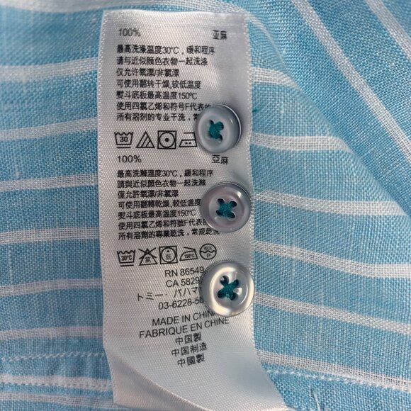 Tommy Bahama Men's Islander Teal Linen Long Sleeve Button Up Size Large Shirt - Picture 9 of 10